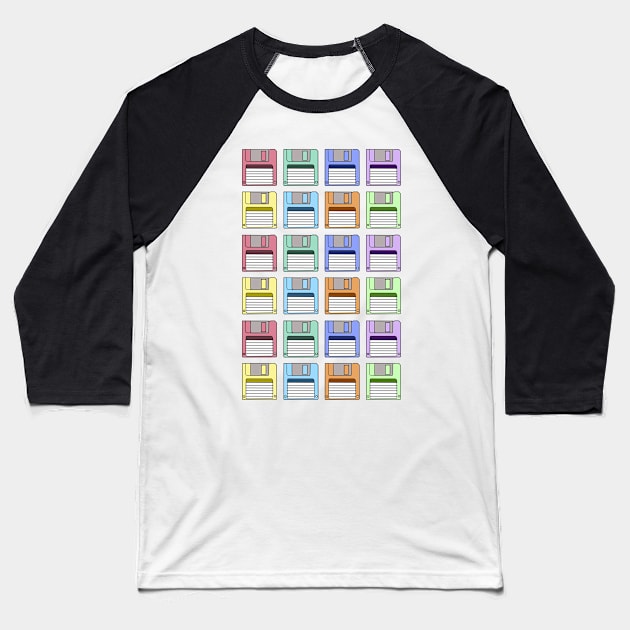 Floppy Disk Pattern Baseball T-Shirt by FlashmanBiscuit